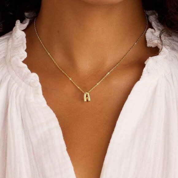 Initial Necklaces for Women Bubble Gold Silver Letter Necklace Dainty Personaliz - Picture 7 of 8
